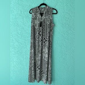 Chicos Black and White Patterned Maxi Dress size 2 (12/14)